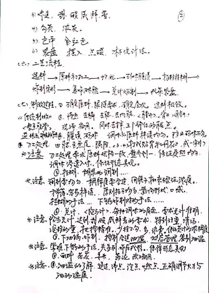 图9 糖醋鱼师承手稿2（天星海外海提供）